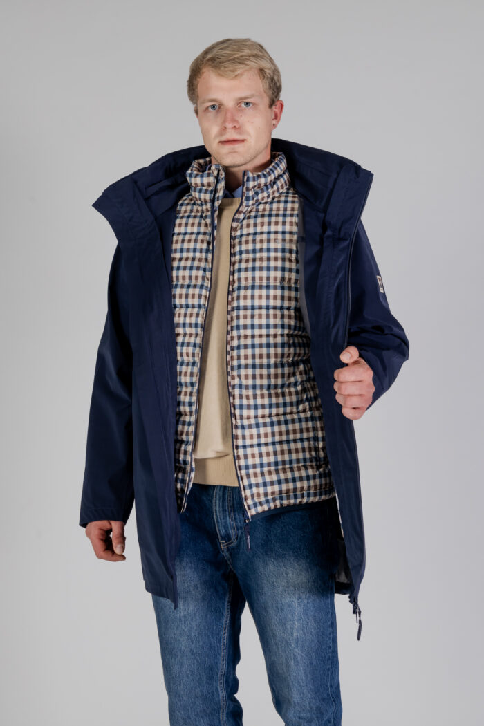 Parka Aquascutum HYDRO 3-WAY ACTIVE CLUB CHECK PARKA Blu