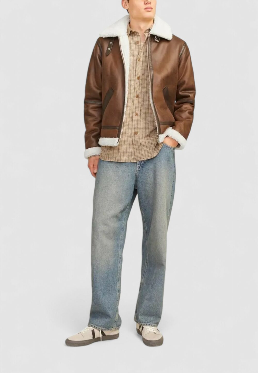 Giubbotto Jack Jones JORCOLE AVIATOR JACKET Marrone - Foto 4