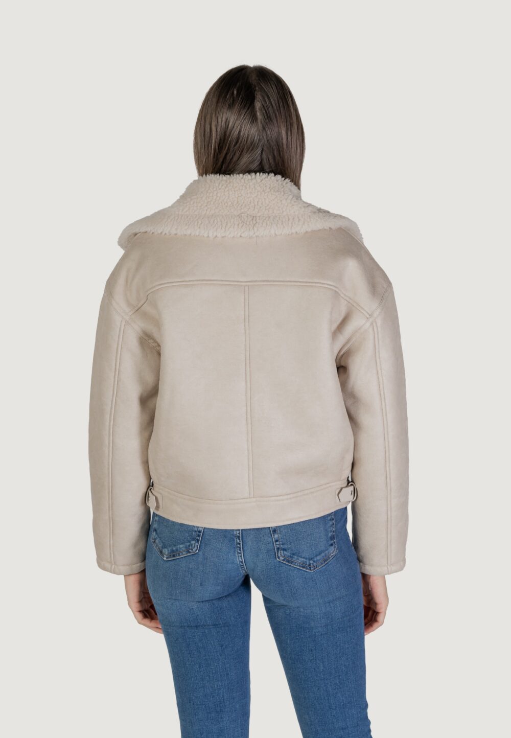 Giubbotto Vila Clothes VIRISI L/S BONDED JACKET Beige chiaro - Foto 4