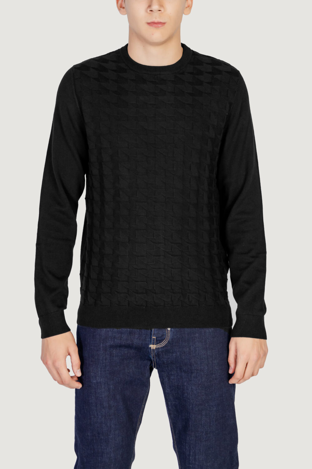 Maglia Antony Morato COTTON WOOL BLEND YARN WITH JACQUARD 3D Nero - Foto 1