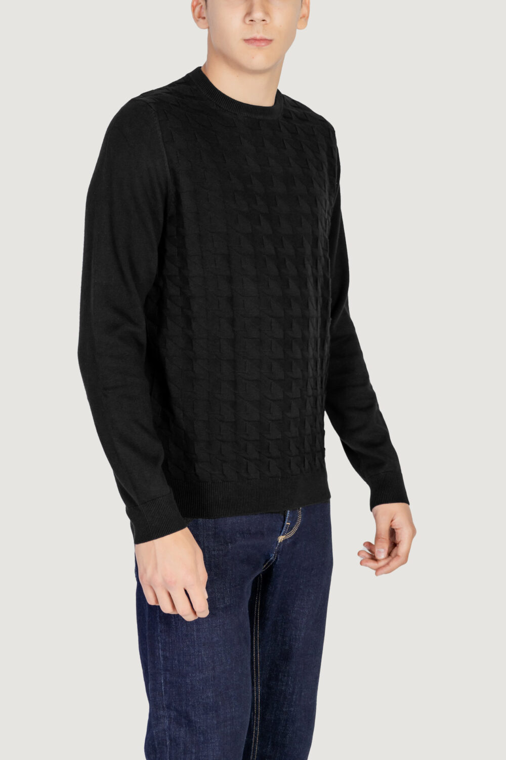 Maglia Antony Morato COTTON WOOL BLEND YARN WITH JACQUARD 3D Nero - Foto 3