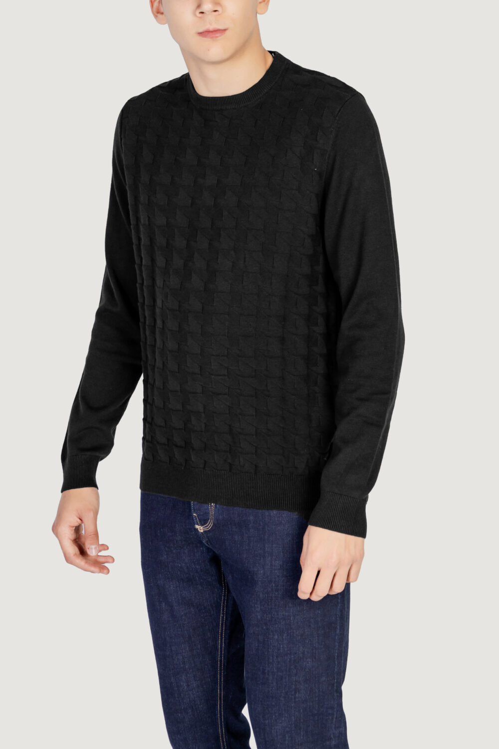 Maglia Antony Morato COTTON WOOL BLEND YARN WITH JACQUARD 3D Nero - Foto 4