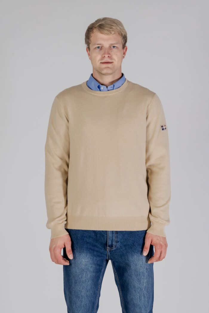 Maglione Aquascutum ACTIVE CABLE PATCH SWEATER Beige