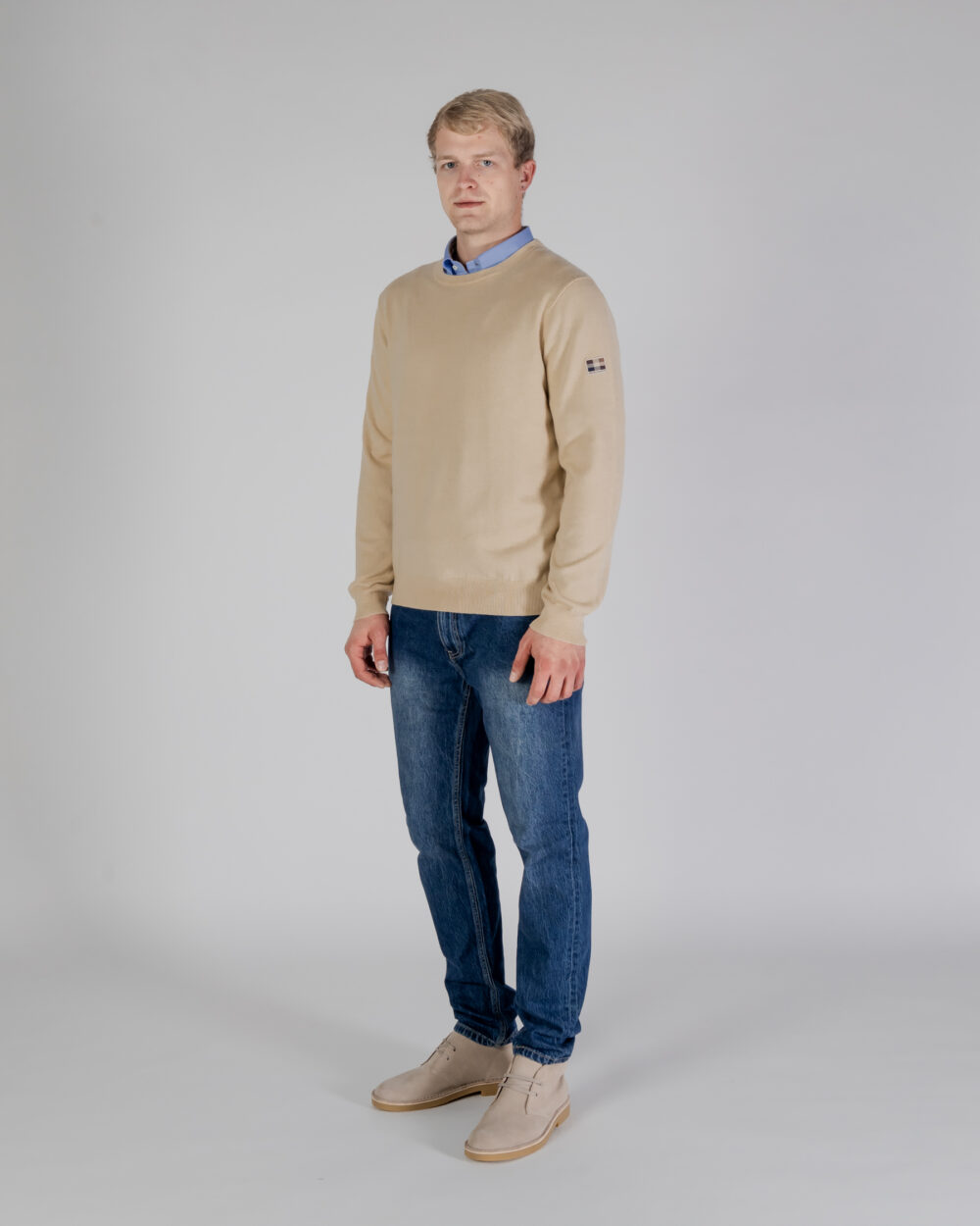 Maglione Aquascutum ACTIVE CABLE PATCH SWEATER Beige - Foto 2