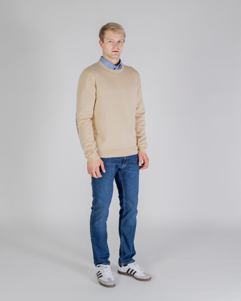 Maglione Aquascutum ACTIVE CLUB CHECK SLEEVES SWEATER Beige - Foto 2