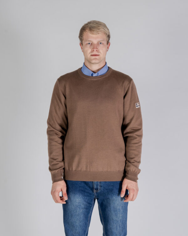 Maglione Aquascutum ACTIVE CABLE PATCH SWEATER Beige scuro - Foto 1