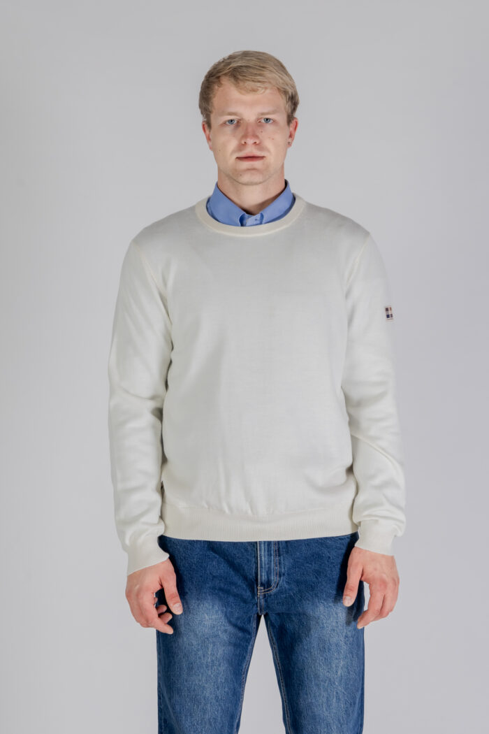 Maglione Aquascutum ACTIVE CABLE PATCH SWEATER Bianco