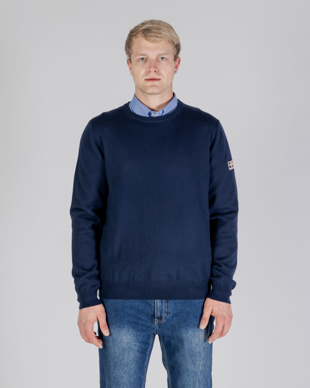 Maglione Aquascutum ACTIVE CABLE PATCH SWEATER Blu - Foto 1