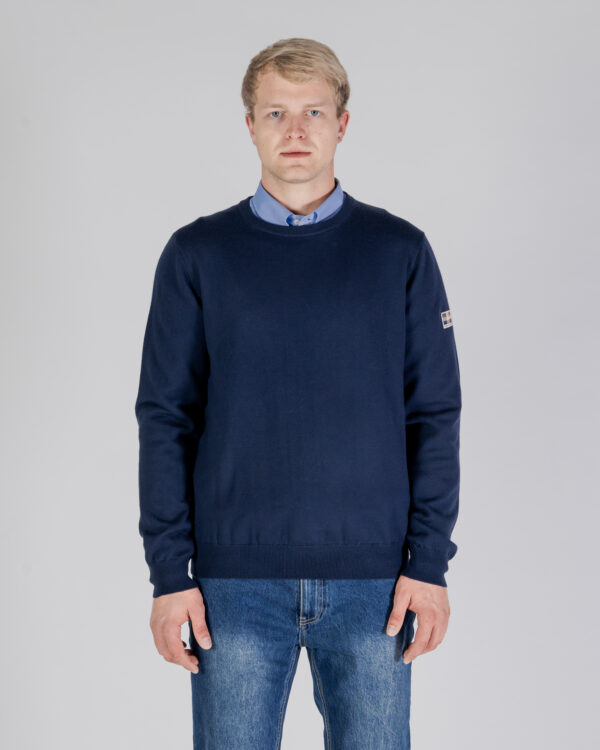 Maglione Aquascutum ACTIVE CABLE PATCH SWEATER Blu - Foto 1