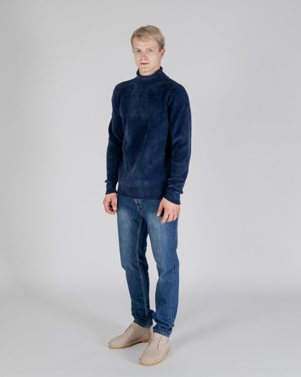 Maglione Aquascutum ACTIVE CHENILLE TURTLE NECK Blu - Foto 2