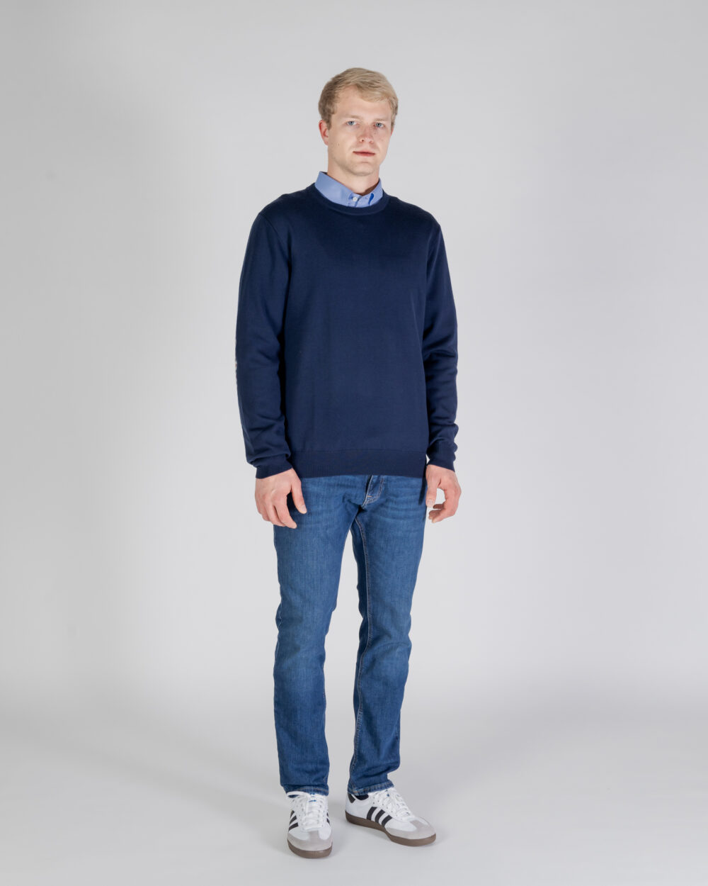 Maglione Aquascutum ACTIVE CLUB CHECK SLEEVES SWEATER Blu - Foto 2