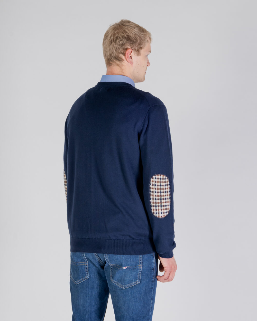 Maglione Aquascutum ACTIVE CLUB CHECK SLEEVES SWEATER Blu - Foto 3