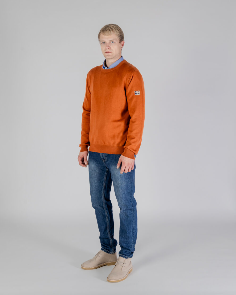 Maglione Aquascutum ACTIVE CABLE PATCH SWEATER Ruggine - Foto 2