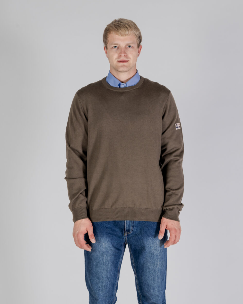 Maglione Aquascutum ACTIVE CABLE PATCH SWEATER Verde Oliva - Foto 1