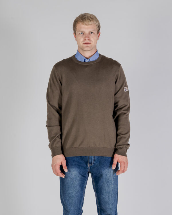 Maglione Aquascutum ACTIVE CABLE PATCH SWEATER Verde Oliva - Foto 1