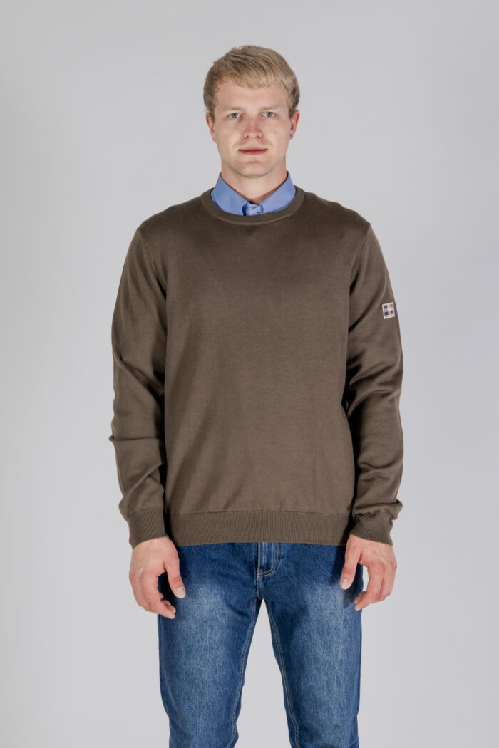 Maglione Aquascutum ACTIVE CABLE PATCH SWEATER Verde Oliva