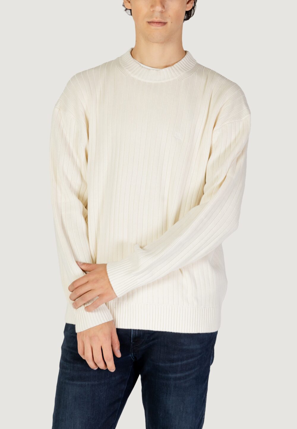 Maglione Calvin Klein Jeans LINEAR Crema - Foto 1