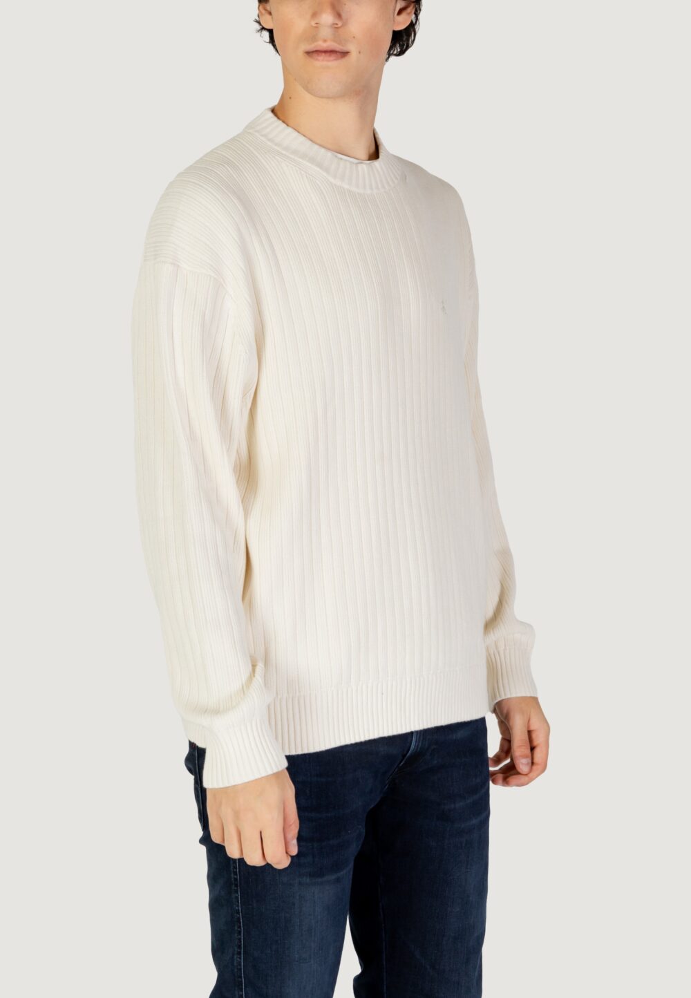 Maglione Calvin Klein Jeans LINEAR Crema - Foto 4