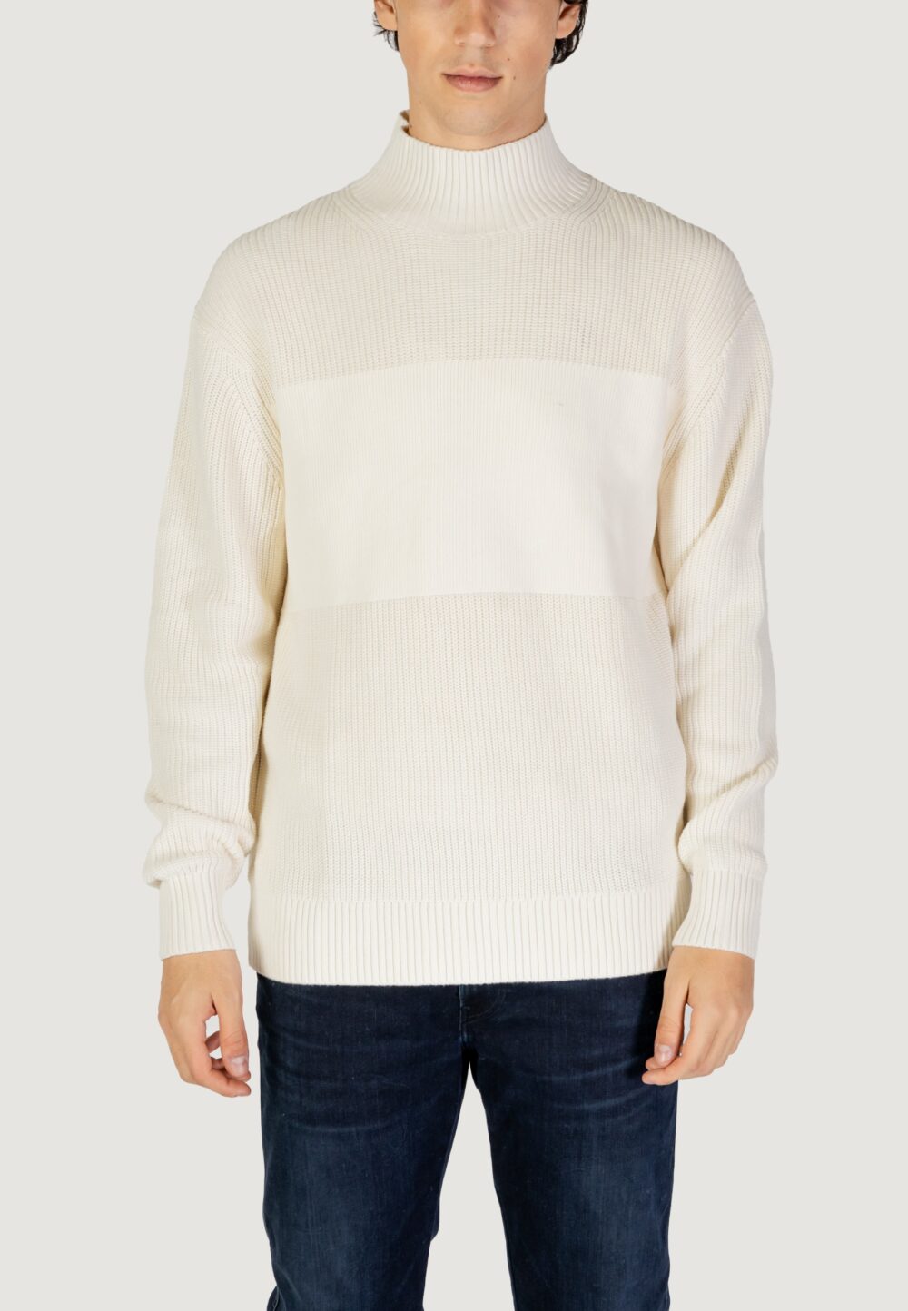 Maglione Calvin Klein Jeans MIXED STITCH HIGH Crema - Foto 1