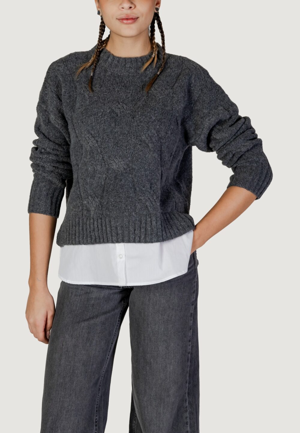 Maglione Jacqueline de Yong Jdynatalia Life L/S On Pull Knt Grigio - Foto 1