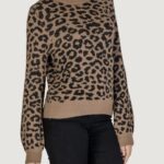 Maglione Jacqueline de Yong JDYLORRAINE ANIMAL L/S PULLOVER KNT Marrone - Foto 3