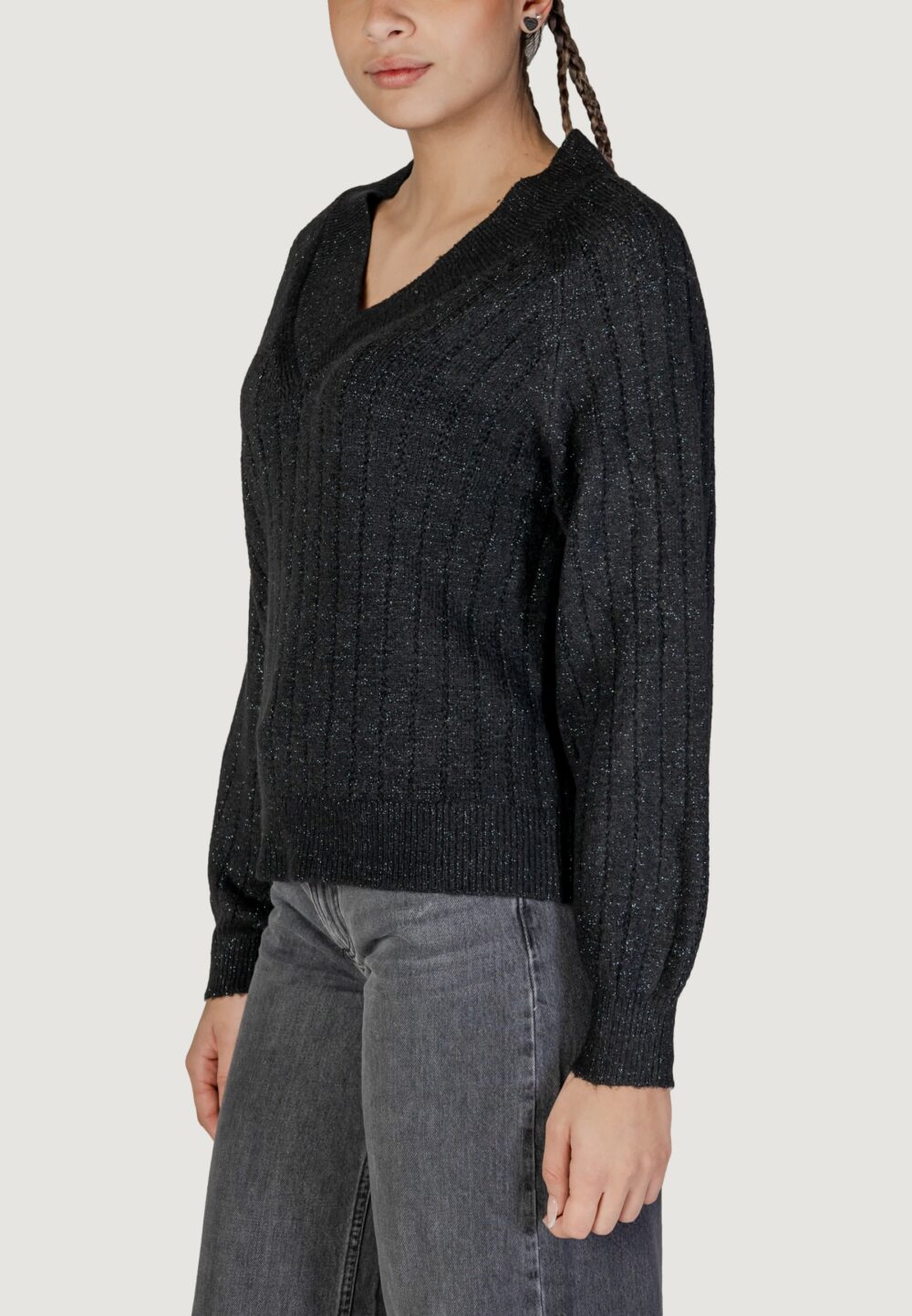 Maglione Jacqueline de Yong JDYASPEN LIFE L/S LUREX V Nero - Foto 2