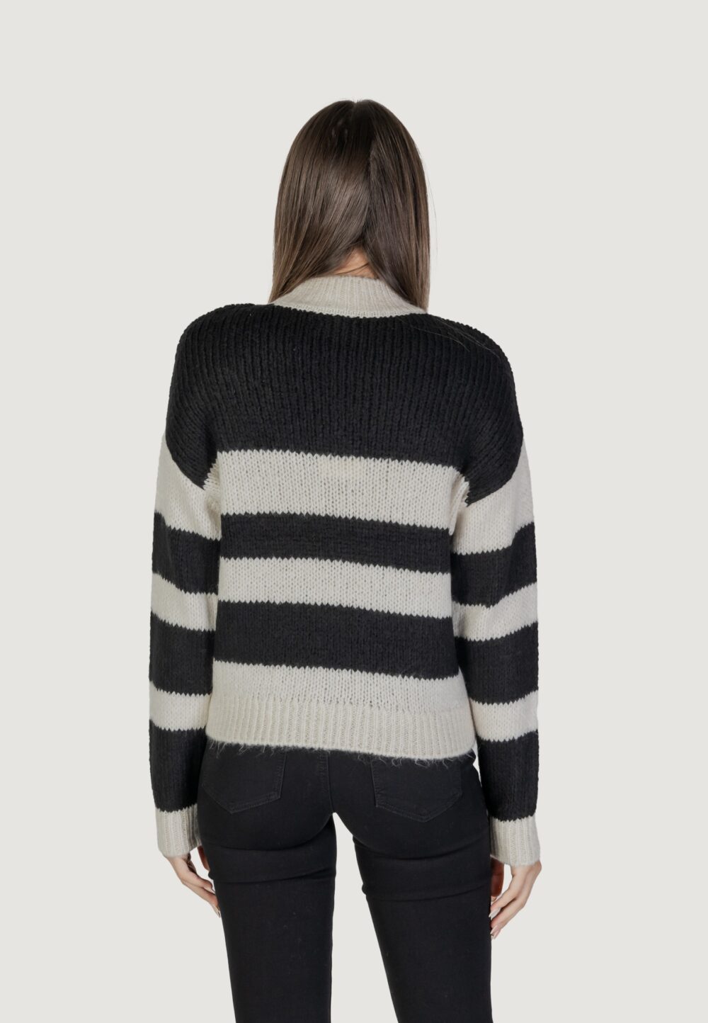 Maglione Jacqueline de Yong JDYDINEA SIA L/S HN STRIPE PULLOVER KNT Nero - Foto 4