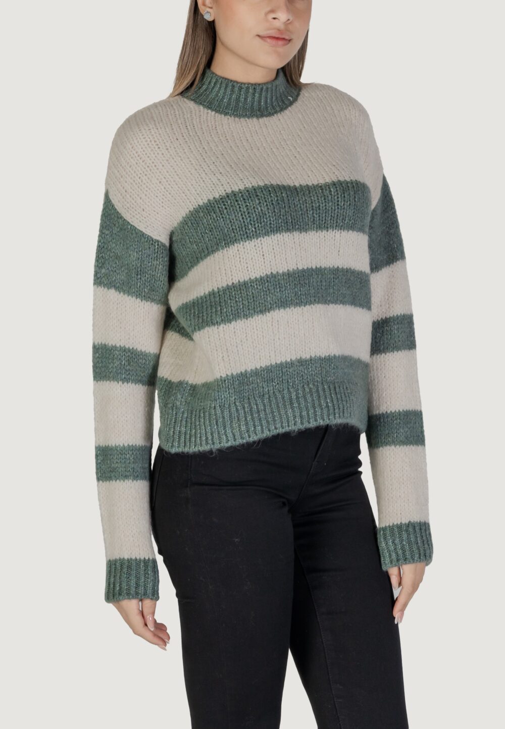 Maglione Jacqueline de Yong JDYDINEA SIA L/S HN STRIPE PULLOVER KNT Verde - Foto 2