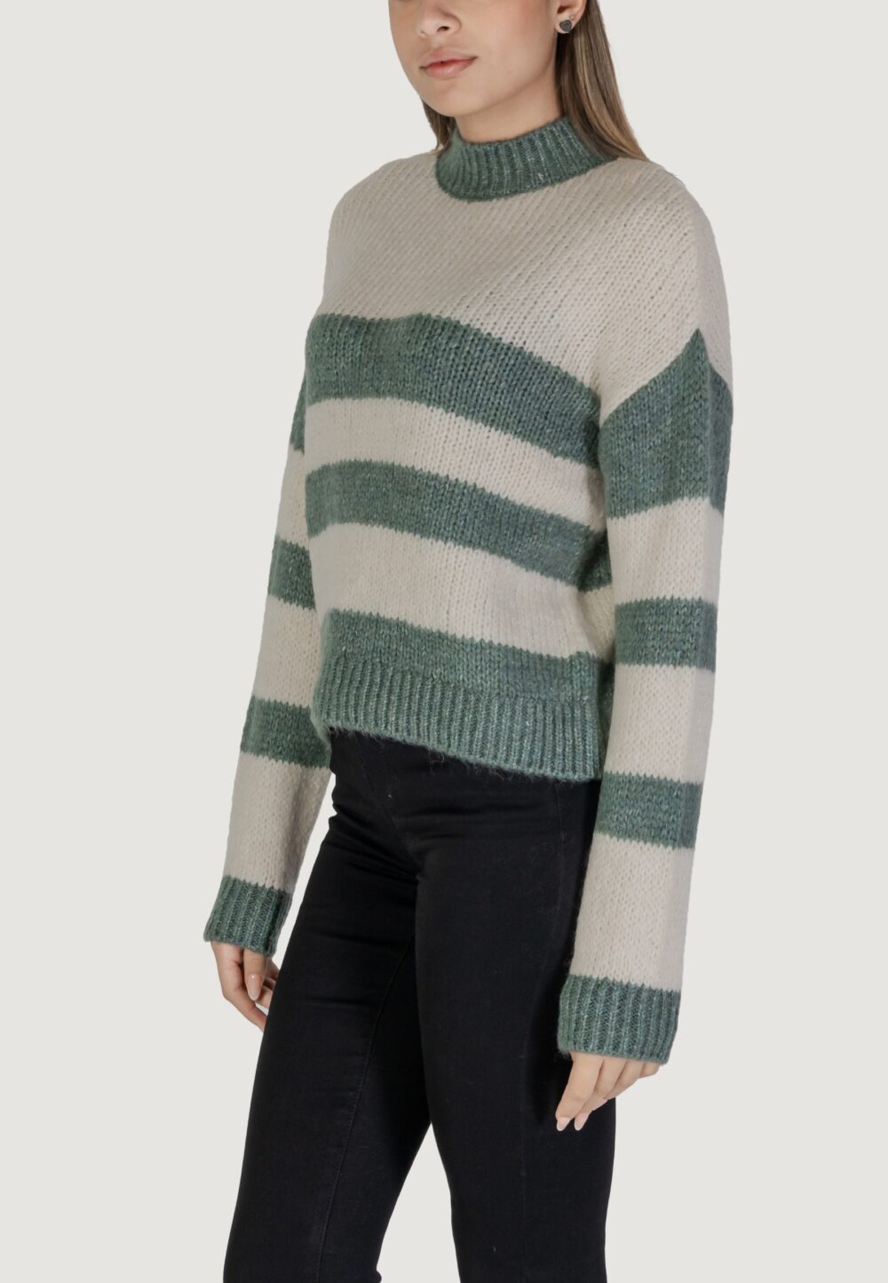 Maglione Jacqueline de Yong JDYDINEA SIA L/S HN STRIPE PULLOVER KNT Verde - Foto 3