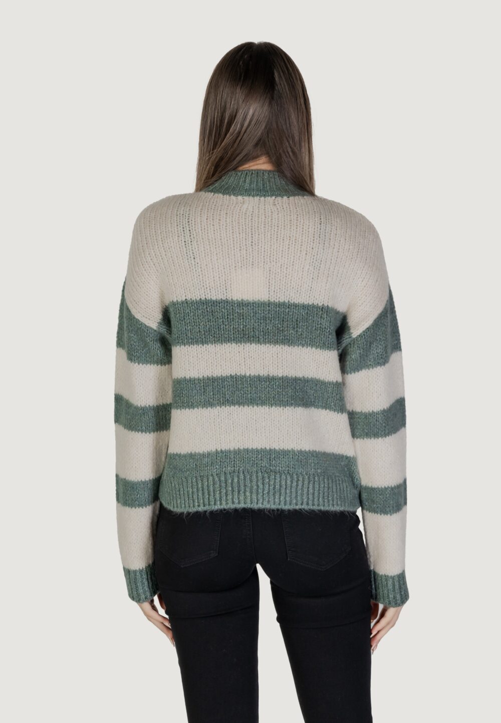 Maglione Jacqueline de Yong JDYDINEA SIA L/S HN STRIPE PULLOVER KNT Verde - Foto 4