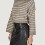 Maglione Only ONLTALIO LS STRIPE SHORT ROLLNECK BF KNT Beige - Foto 2