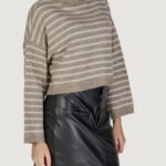 Maglione Only ONLTALIO LS STRIPE SHORT ROLLNECK BF KNT Beige - Foto 3