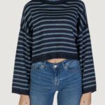 Maglione Only ONLTALIO LS STRIPE SHORT ROLLNECK BF KNT Blu - Foto 1