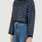 Maglione Only ONLTALIO LS STRIPE SHORT ROLLNECK BF KNT Blu - Foto 2