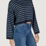 Maglione Only ONLTALIO LS STRIPE SHORT ROLLNECK BF KNT Blu - Foto 3