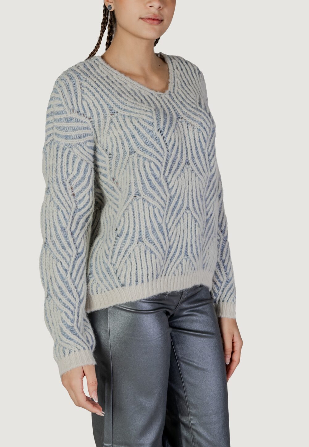 Maglione Only ONLELIN LIFE LS V Celeste - Foto 3