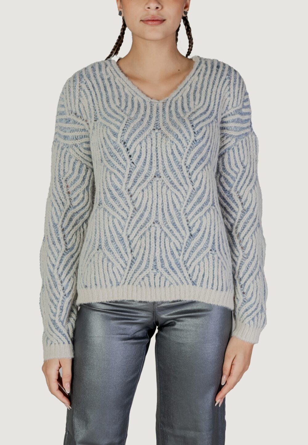 Maglione Only ONLELIN LIFE LS V Celeste - Foto 5