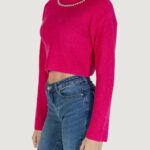 Maglione Only Onlgaida Life Ls Crop Emb O-Neck Cc Knt Fuxia - Foto 2