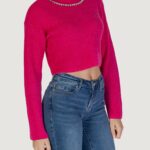 Maglione Only Onlgaida Life Ls Crop Emb O-Neck Cc Knt Fuxia - Foto 3