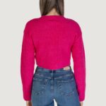 Maglione Only Onlgaida Life Ls Crop Emb O-Neck Cc Knt Fuxia - Foto 4