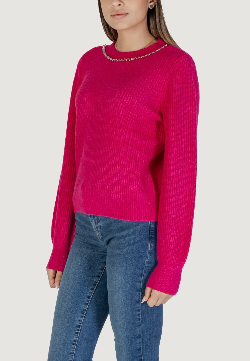 Maglione Only Onlgaida Life Ls Emb O-Neck Cc Knt Fuxia - Foto 2