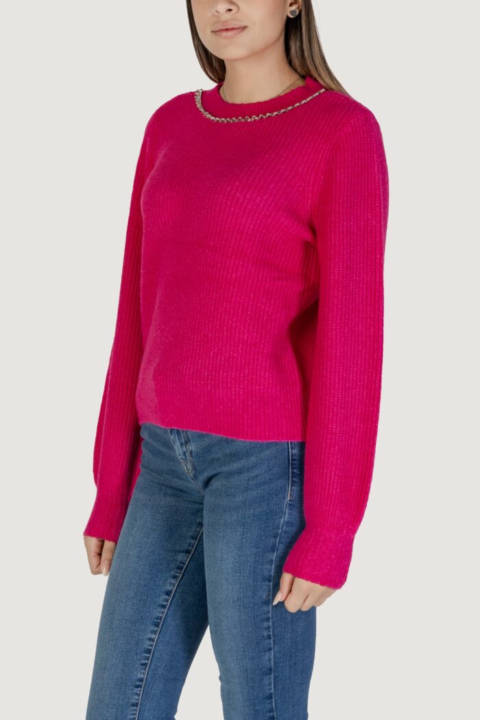 Maglione Only Onlgaida Life Ls Emb O-Neck Cc Knt Fuxia