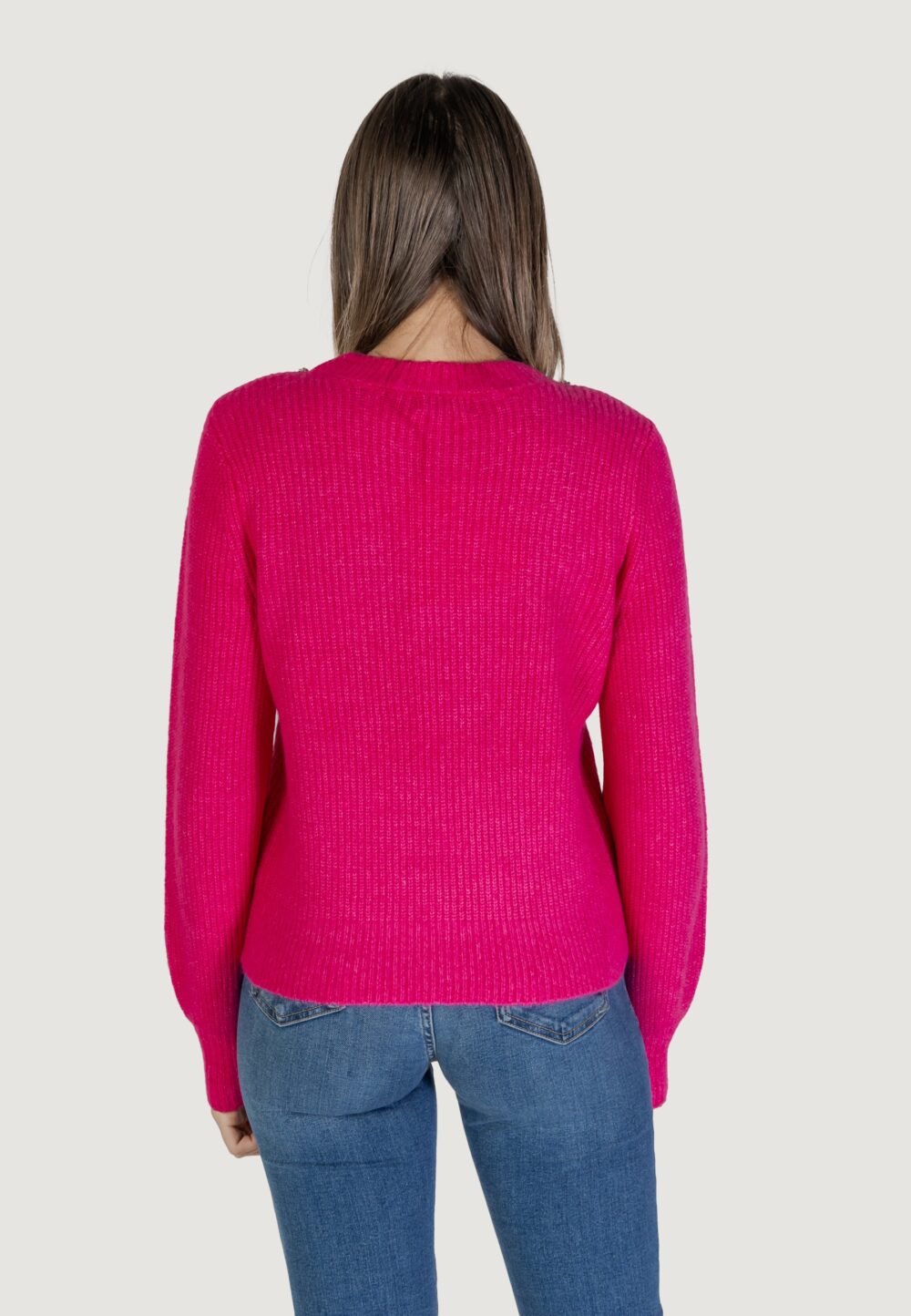 Maglione Only Onlgaida Life Ls Emb O-Neck Cc Knt Fuxia - Foto 4