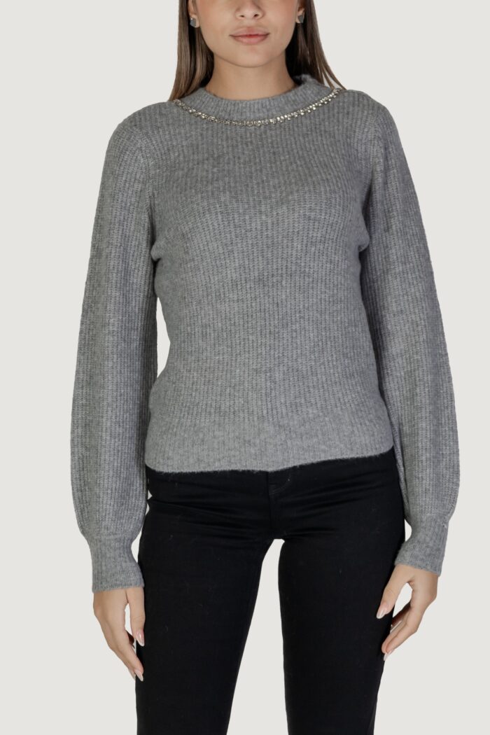 Maglione Only Onlgaida Life Ls Emb O-Neck Cc Knt Grigio