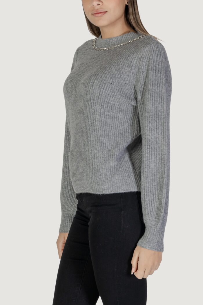 Maglione Only Onlgaida Life Ls Emb O-Neck Cc Knt Grigio