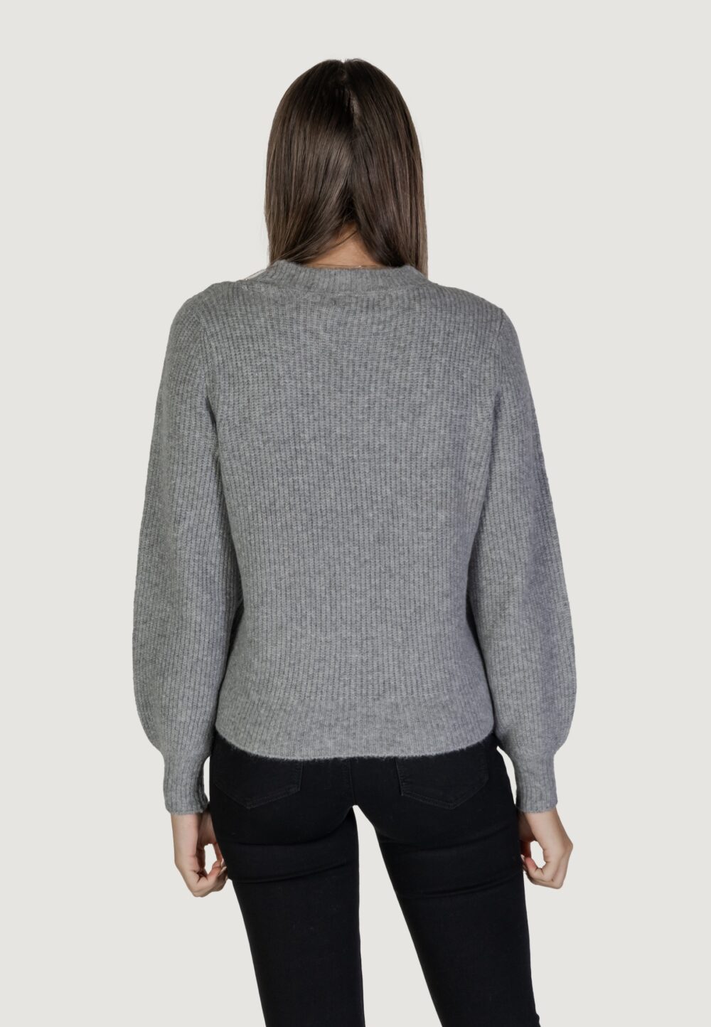 Maglione Only Onlgaida Life Ls Emb O-Neck Cc Knt Grigio - Foto 4