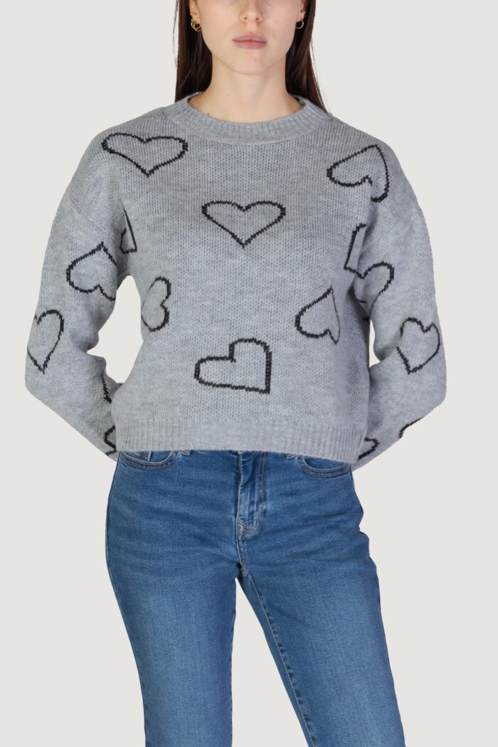 Maglione Only ONLHAPPIE LS HEART Grigio – 15335027