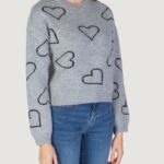 Maglione Only ONLHAPPIE LS HEART Grigio - Foto 3