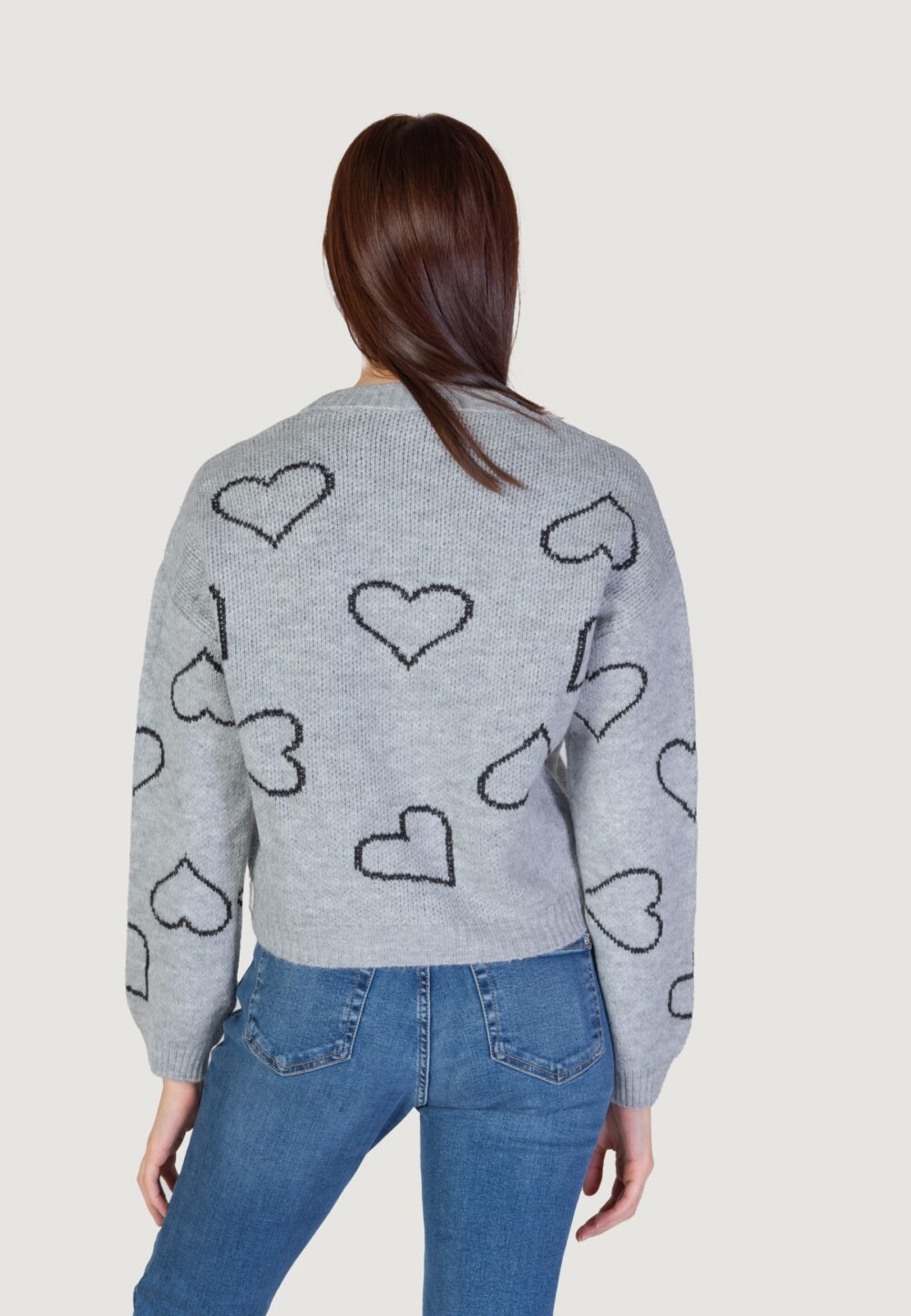 Maglione Only ONLHAPPIE LS HEART Grigio - Foto 4