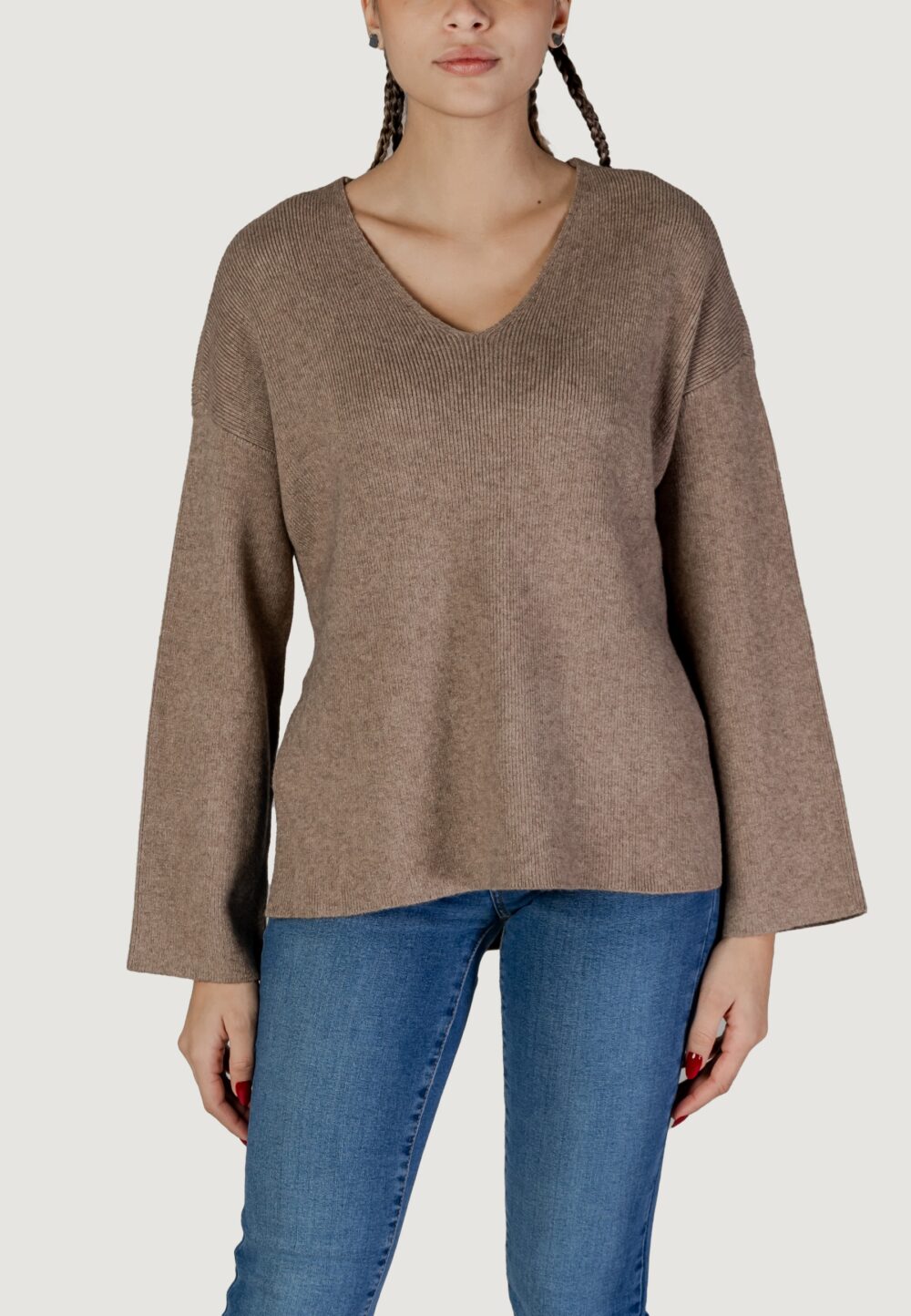 Maglione Only ONLKATIA LS RIB Marrone - Foto 2